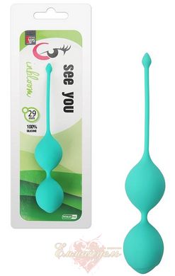 Vaginal balls - See You in Bloom duo balls green, 2.9 сm