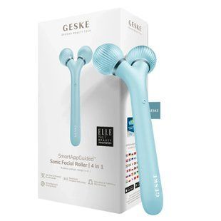 Электронный ультразвуковой ролик для массажа лица GESKE Sonic Facial Roller 4в1 turquoise HB0180 фото