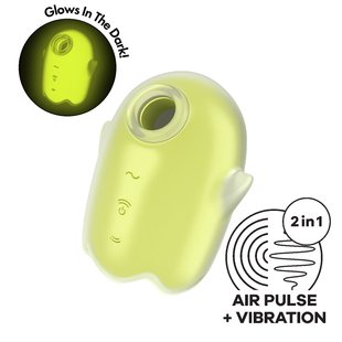 Vacuum clitoral stimulator with vibration - Satisfyer Glowing Ghost Yellow, glows in the dark