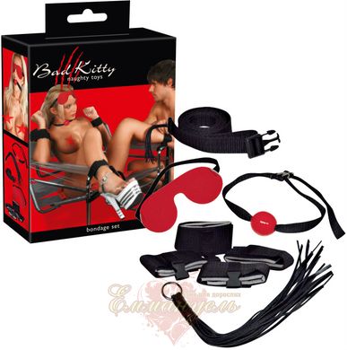 BDSM set - - Bad Kitty Fessel-Set 8-teilig, mask, gag, 4 cuffs, strap, whip