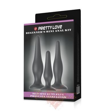 Anal cork - Pretty Love Begginer's Mini Anal Kit Black 6603BI0555 &mdash; photos