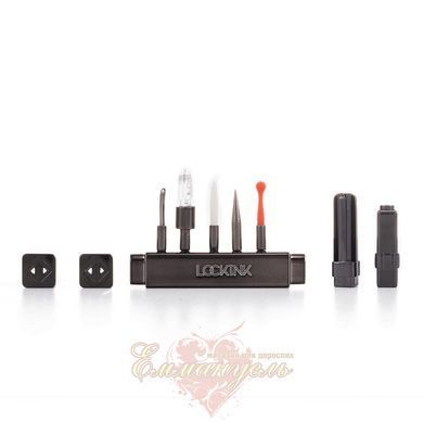 БДСМ-набір Lockink Teasing & Impact-Play Set, чорний, маска, кляп, затискачі для сосків, тиклер, шльопалка SX0825 фото