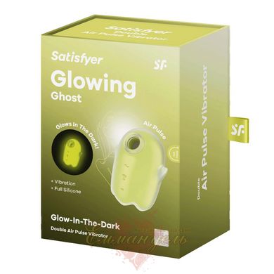 Vacuum clitoral stimulator with vibration - Satisfyer Glowing Ghost Yellow, glows in the dark