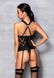 Mesh set with pattern, corset with halter, garters, panties - Passion HIMA CORSET S/M, black