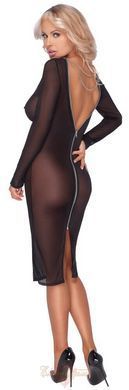 Sheer Black Cottelli Dress with Chains and Open Back, Knee-Length, S 27184801021 &mdash; photos