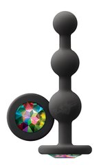 Анальная пробка с кристаллом - Glams Ripple Rainbow Gem, Black