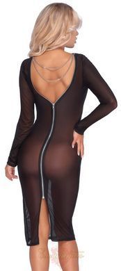 Sheer Black Cottelli Dress with Chains and Open Back, Knee-Length, S 27184801021 &mdash; photos