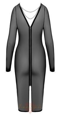 Sheer Black Cottelli Dress with Chains and Open Back, Knee-Length, S 27184801021 &mdash; photos