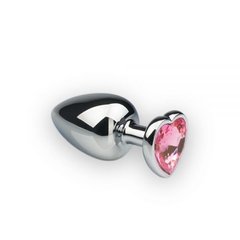 Butt plug - Silver Heart Pink Topaz, L