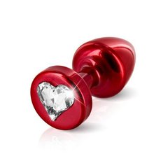 Butt plug - Diogol Anni R Heart Red: Crystal 30mm, with Swarovsky crystal in the shape of a heart