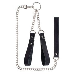 Handcuffs with leash - Gentle Hold, Smooth Black