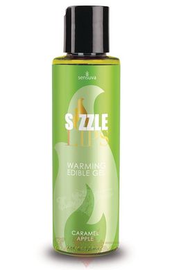 Согревающий массажный гель - Sensuva Sizzle Lips Caramel Apple (125 мл), без сахара, съедобный