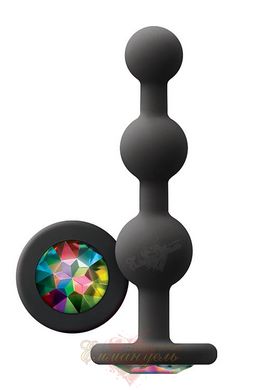 Анальна пробка з кристалом - Glams Ripple Rainbow Gem, Black