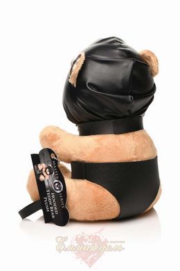 Плюшевый мишка HOODED Teddy Bear БДСМ в кожаном капюшоне с поводком, 23x16x12 см SO9815 фото