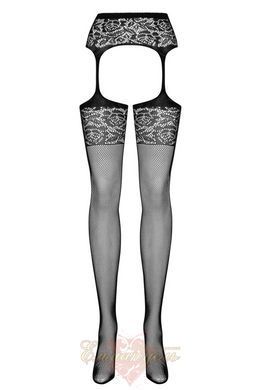 Black garter stockings with open crotch Obsessive S500 &mdash; sexy mesh lingerie, one size SO7273 &mdash; photos