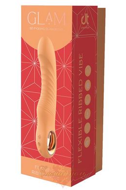 Вибратор - Dream Toys Glam Flexible Ribbed Vibe, оранжевый