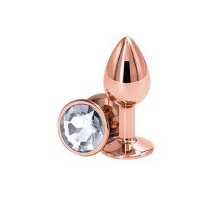 Анальная пробка NS Novelties Rear Assets Rose Gold Small Clear &mdash; анальная пробка с декоративным кристаллом SX4361 фото