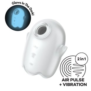 Vacuum clitoral stimulator with vibration - Satisfyer Glowing Ghost White, glows in the dark