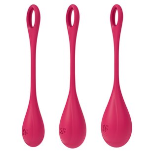 Набор йони бусин - Satisfyer Yoni Power 1 Red, диаметр 2-2,5-3см, вес 22-46-74гр