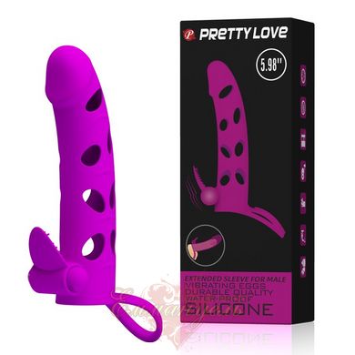 Насадка на член - Pretty Love 6 Inch Vibrating Penis Sleeve Pink
