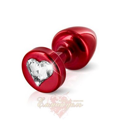 Butt plug - Diogol Anni R Heart Red: Crystal 30mm, with Swarovsky crystal in the shape of a heart