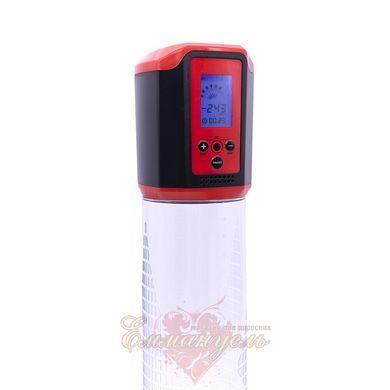 Automatic vacuum pump - Men Powerup Passion Pump Red, LED display, rechargeable, 8 modes