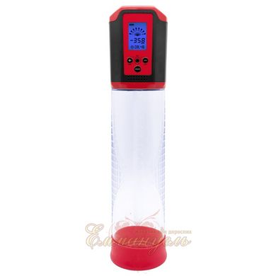 Автоматична вакуумна помпа - Men Powerup Passion Pump Red, LED-табло, що перезаряджається, 8 режимів