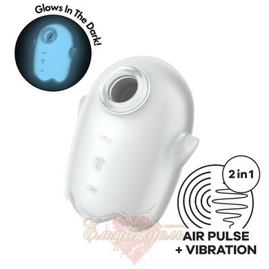 Vacuum clitoral stimulator with vibration - Satisfyer Glowing Ghost White, glows in the dark