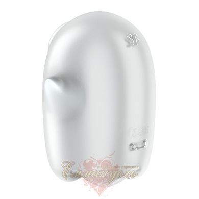 Вакуумний кліторальний стимулятор з вібрацією - Satisfyer Glowing Ghost White, світиться в темряві