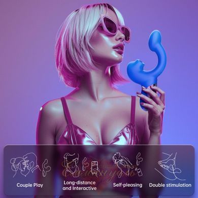 Смарт-вібратор Magic Motion Ponder Blue з подвійною стимуляцією, віброяйце та язичок для клітора SX3229 фото