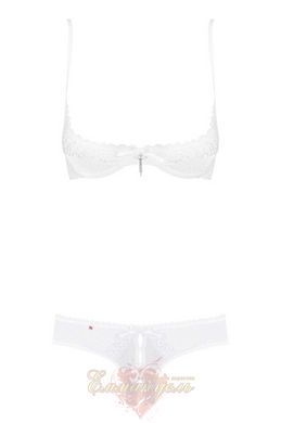 Erotic lingerie set Obsessive Alabastra S/M white &ndash; half-cup bra and crotchless panties SO7194 &mdash; photos