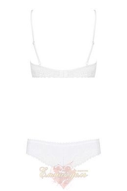 Erotic lingerie set Obsessive Alabastra S/M white &ndash; half-cup bra and crotchless panties SO7194 &mdash; photos