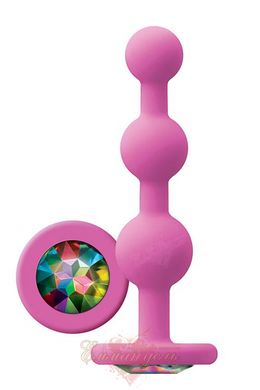 Crystal butt plug - Glams Ripple Rainbow Gem, Pink