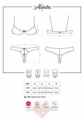 Erotic lingerie set Obsessive Alabastra S/M white &ndash; half-cup bra and crotchless panties SO7194 &mdash; photos