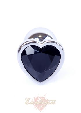 Анальная пробка - Plug-Jewellery Silver Heart PLUG - Black, S