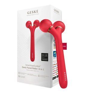 Электронный ультразвуковой ролик для массажа лица GESKE Sonic Facial Roller 4в1 red HB0633 фото