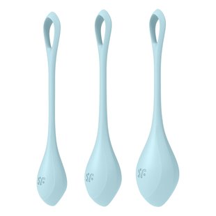 Набор йони бусин - Satisfyer Yoni Power 2 Light Blue, диаметр 2-2,5-3см, вес 22-46-74гр