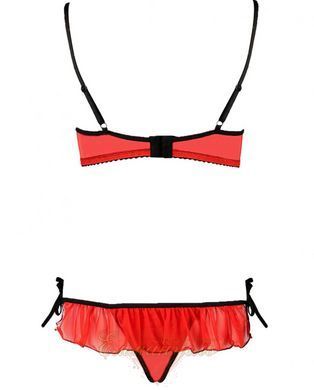 Комплект белья - CHERRY SET OpenBra red S/M - Passion Exclusive: открытый лиф, трусики-юбочка PS25508 фото