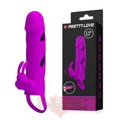 Насадка на член - Pretty Love 5,5 Inch Vibrating Penis Sleeve Flesh