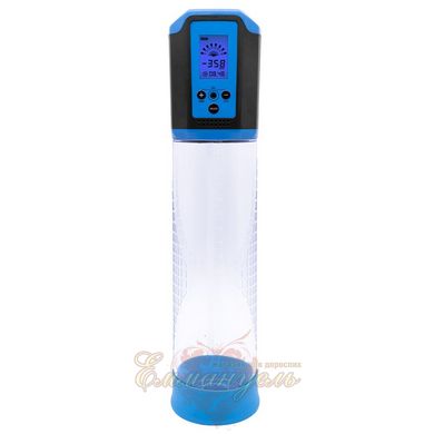 Автоматична вакуумна помпа - Men Powerup Passion Pump Blue, LED-табло, що перезаряджається, 8 режимів