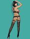 Obsessive Bodystocking G313 Black S/L &ndash; lace, lacing, geometric pattern, open crotch 410465 - photos (6