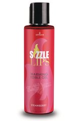 Warming massage gel - Sensuva Sizzle Lips Strawberry (125 ml), sugar free, edible