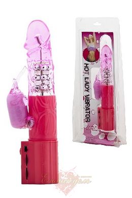 Vibrator - Vibrator with pearls - 252x36mm. Pink