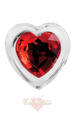 Стеклянная анальная пробка - Adam & Eve Red Heart Gem Glass Plug Small