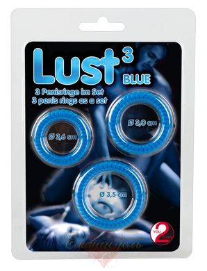 Набор колец - Lust 3 Penisringe Blue