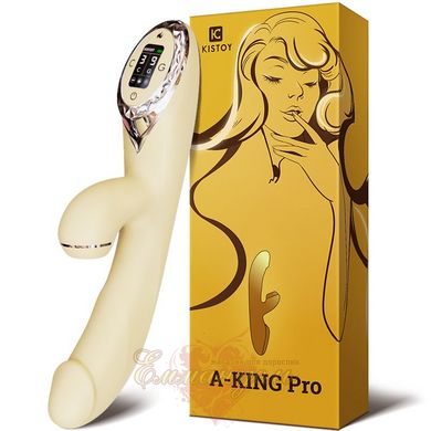 Heated Vacuum Rabbit Vibrator - KisToy A-King Pro Yellow, with LED screen