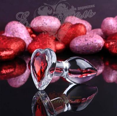 Скляний анальний затор - Adam & Eve Red Heart Gem Glass Plug Small