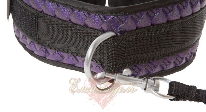 2492318 Bondage Set purple/black, handcuffs, collar, leash, whip