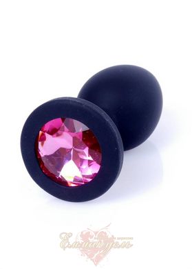 Анальна пробка - Jawellery Black Silikon PLUG SmallPink Diamond
