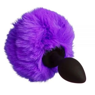 Butt plug with pompom Bunny Silicone, PURPLE S